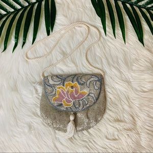 Vintage Ann Green Flower Beaded Bag